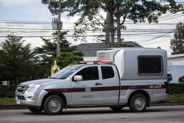 Chiangmai, Tayland - 25 Ekim 2018: Kraliyet Tayland polisi, polis arabası. Fotoğrafa yol no.121 8 km şehir merkezine Chiangmai, Tayland.
