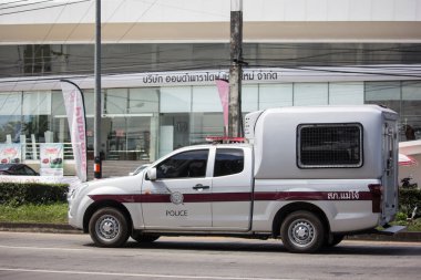 Chiangmai, Tayland - 25 Ekim 2018: Kraliyet Tayland polisi, polis arabası. Fotoğrafa yol no.121 8 km şehir merkezine Chiangmai, Tayland.