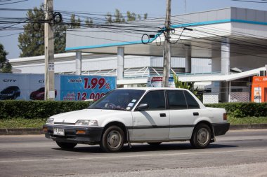Chiangmai, Tayland - 8 Kasım 2018: Özel Sedan Honda Automobil, Honda Civic arabadan. Yol no.1001 Chiangmai iş alanı 8 km.