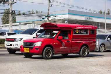 Chiangmai, Tayland - 29 Kasım 2018: Kırmızı taksi chiang mai. Hizmet şehir ve civarında. Yol no.1001 Chiangmai iş alanı 8 km.