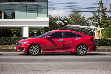 Chiangmai, Tayland - 26 Kasım 2018: Özel Sedan araba Honda Automobil, Onuncu nesil Honda Civic. Yol no.1001 Chiangmai iş alanı 8 km.