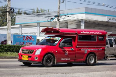 Chiangmai, Tayland - 8 Kasım 2018: Kırmızı taksi chiang mai. Hizmet şehir ve civarında. Yol no.1001 Chiangmai iş alanı 8 km.