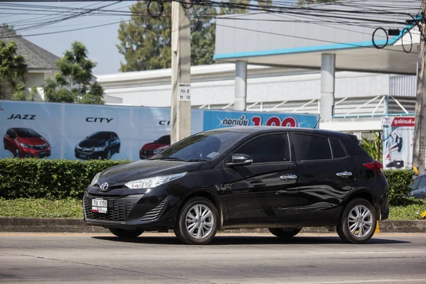Chiangmai, Thailand - November 8 2018: Private Car toyota Yaris Hatchback Eco Car.  Photo at road no 121 about 8 km from downtown Chiangmai thailand.