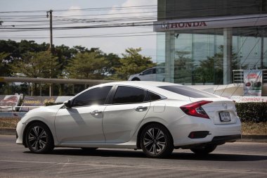 Chiangmai, Tayland - 2 Aralık 2018: Özel Sedan araba Honda Automobil, Onuncu nesil Honda Civic. Yol no.1001 Chiangmai iş alanı 8 km.