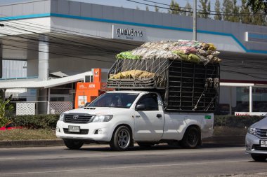 Chiangmai, Tayland - 2 Aralık 2018: Özel Toyota Hilux kamyonet. Yol no.1001 Chiangmai şehir merkezine 8 km.