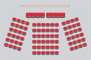 Üstten görünüm tiyatro VIP bölge vektör ve illüstrasyon ile koltuk göster