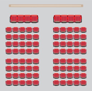 Üstten görünüm tiyatro VIP bölge vektör ve illüstrasyon ile koltuk göster