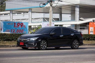 Chiangmai, Tayland - 3 Aralık 2018: Özel Sedan araba Honda Automobil, Onuncu nesil Honda Civic. Yol no.1001 Chiangmai iş alanı 8 km.