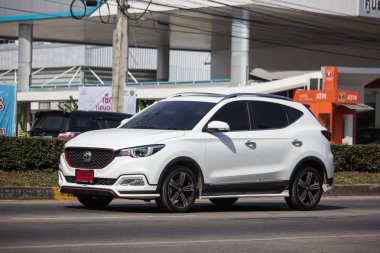 Chiangmai, Tayland - 3 Aralık 2018: Özel Suv araç Mg Zs. ürünü İngiliz otomotiv den. Yol no.1001, Chiangmai şehir merkezine 8 km.
