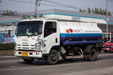 Chiangmai, Thailand - December 4 2018:  Private Oil Tank Truck . On road no.1001, 8 km from Chiangmai city. clipart