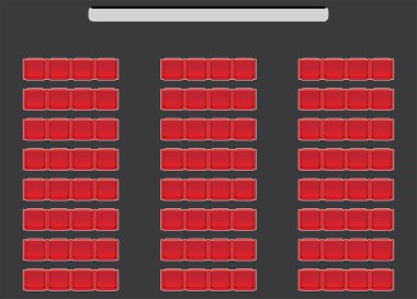Üstten görünüm koyu arka planı vektör ve illüstrasyon ile tiyatro koltuk göster