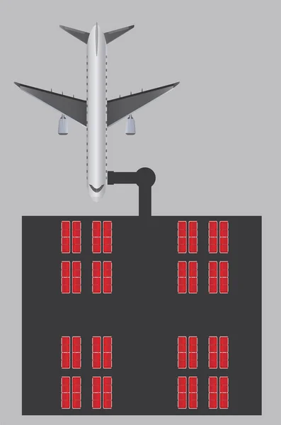 Ansicht Des Flughafenflugzeugs Und Des Sitzes Der Abflughalle — Stockvektor