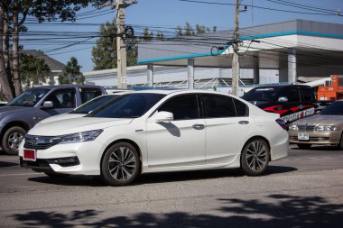 Chiangmai, Tayland - 24 Aralık 2018: Özel araba Honda accord. Yol no.1001 Chiangmai iş alanı 8 km.