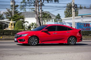 Chiangmai, Tayland - 24 Aralık 2018: Özel Sedan araba Honda Automobil, Onuncu nesil Honda Civic. Yol no.1001 Chiangmai iş alanı 8 km.