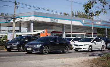 Chiangmai, Tayland - 25 Aralık 2018: Özel Sedan araba Honda Automobil, Onuncu nesil Honda Civic. Yol no.1001 Chiangmai iş alanı 8 km.