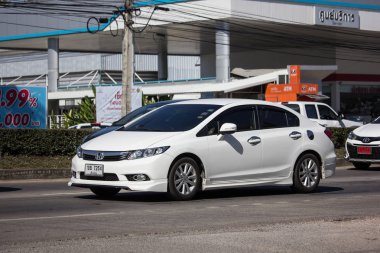 Chiangmai, Tayland - 25 Aralık 2018: Özel Sedan Honda Automobil, Honda Civic arabadan. Yol no.1001 Chiangmai iş alanı 8 km.