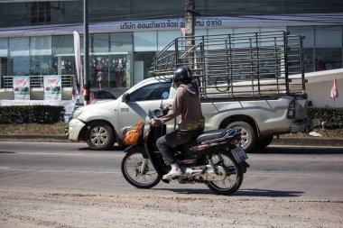Chiangmai, Tayland - 27 Aralık 2018: Özel motosiklet, Honda Dream. Fotoğrafa yol no.121 8 km şehir merkezine Chiangmai, Tayland.