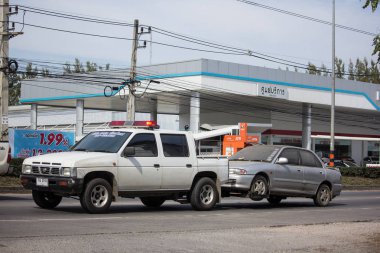 Chiangmai, Tayland - 3 Ocak 2019: Özel çekiciyi acil araba hareket. Fotoğraf Road Hayır 121 hakkında 8 km şehir merkezine Chiangmai, Tayland.