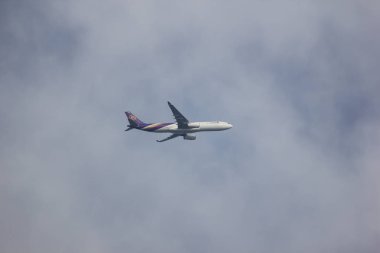 Chiangmai, Tayland - 3 Ocak 2019: Hs-Tbb Airbus A330-300 Tay Airways. Bangkok uçuş Chiang mai.