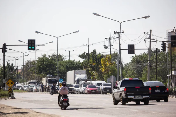 Chiangmai Tailandia Enero 2019 Coche Tráfico Carretera Cerca Juction Foto — Foto de Stock