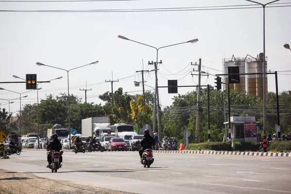 Chiangmai Tailandia Enero 2019 Coche Tráfico Carretera Cerca Juction Foto — Foto de Stock