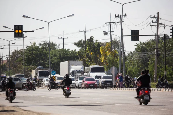 Chiangmai Tailandia Enero 2019 Coche Tráfico Carretera Cerca Juction Foto — Foto de Stock