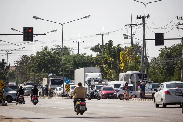 Chiangmai Tailandia Enero 2019 Coche Tráfico Carretera Cerca Juction Foto — Foto de Stock