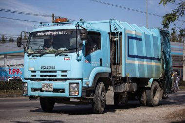 Chiangmai, Tayland - 4 Ocak 2019: çöp kamyonu Nongjom bucağı Yönetim Organizasyon. Yol no.1001, Chiangmai iş alanı 8 km.