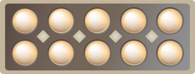 Yumurta ve kağıt tepsisi vektör ve illüstrasyon üstten görünüm