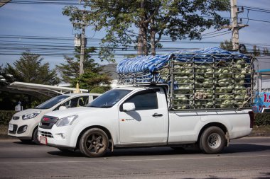 Chiangmai, Tayland - 4 Ocak 2019: Özel Isuzu kamyonet. Yol no.1001 Chiangmai şehir merkezine 8 km.