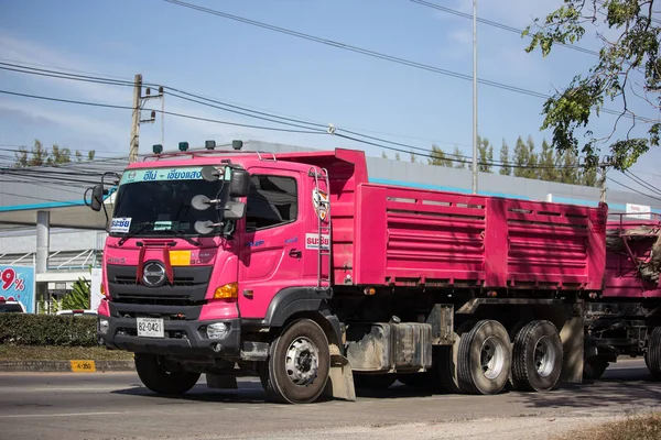 Chiangmai, Thailand - January 4 2019: Trailer Dump truck of Thanachai Company. On road no.1001, 8 km from Chiangmai city.