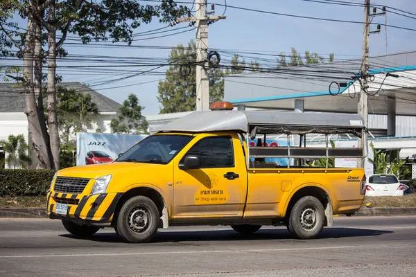 Chiangmai, Thailand - January 4 2019: Pickup truck of Department of Highways. Photo at road no.1001 about 8 km from downtown Chiangmai, thailand.
