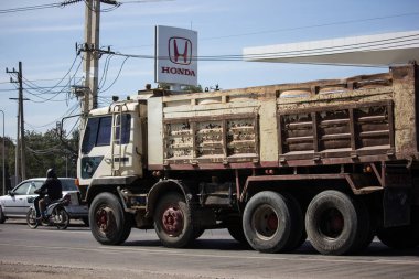 Chiangmai, Tayland - 4 Ocak 2019: Özel Mitsubishi Fuso Dump Truck. Şehir Chiangmai, Tayland yaklaşık 8 km yol no.121 Fotoğraf.
