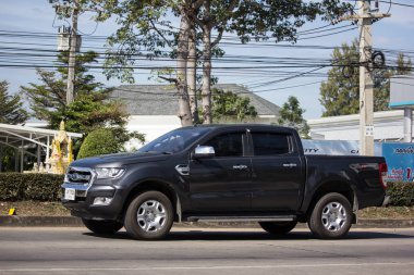 Chiangmai, Thailand - January 4 2019:  Private Pickup car, Ford Ranger. On road no.1001, 8 km from Chiangmai city.