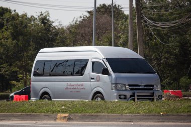 Chiangmai, Tayland - 14 Ocak 2019: Özel Toyota banliyö van. Yol no.121 şehir merkezine Chiangmai Tayland hakkında 8 km, fotoğraf.