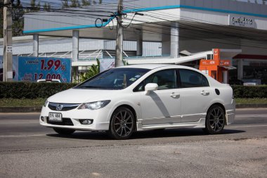 Chiangmai, Tayland - 14 Ocak 2019: Özel Sedan Honda Automobil, Honda Civic arabadan. Yol no.1001 Chiangmai iş alanı 8 km.