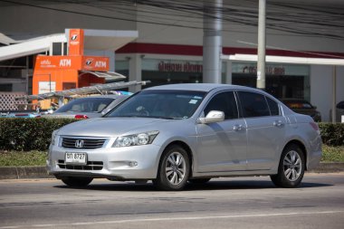 Chiangmai, Tayland - 14 Ocak 2019: Özel araba Honda accord. Yol no.1001 Chiangmai iş alanı 8 km.
