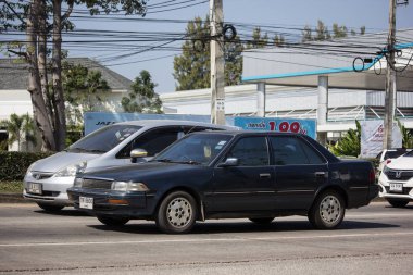 Chiangmai, Tayland - 14 Ocak 2019: Özel Old araba, Toyota Corona. Yol no.1001, Chiangmai iş alanı 8 km.