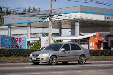 Chiangmai, Tayland - 16 Ocak 2019: Özel Honda City kompakt araç. Japon üretici Honda tarafından üretilen. Fotoğrafa yol no.121 8 km şehir merkezine Chiangmai, Tayland.