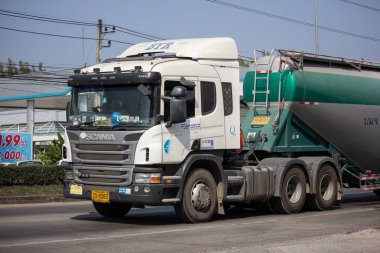 Chiangmai, Tayland - 22 Ocak 2019: Çimento kamyonu nimet Yarit şirketi. Yol no.1001, Chiangmai şehir merkezine 8 km.