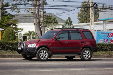 Chiangmai, Tayland - 22 Ocak 2019: Özel araba Honda Crv şehir Suv araba. Yol no.1001 Chiangmai şehir merkezine 8 km.