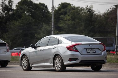 Chiangmai, Tayland - 22 Ocak 2019: Özel Sedan araba Honda Automobil, Onuncu nesil Honda Civic. Yol no.1001 Chiangmai iş alanı 8 km.
