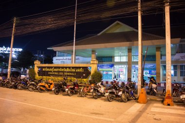 Chiang Mai, Tayland-21 Mart 2018: Chiangmai Terminal Otobüs İstasyonu. Fotoğraf Chiangmai otobüs istasyonu, Tayland.