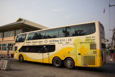 Chiangmai, Tayland - 16 Şubat 2019: Phetprasert otobüs tur şirketi. Fotoğraf Chiangmai otobüs istasyonu.