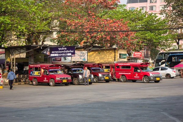Chiangmai Tailandia Febrero 2019 Red Mini Truck Taxi Chiangmai Servicio — Foto de Stock