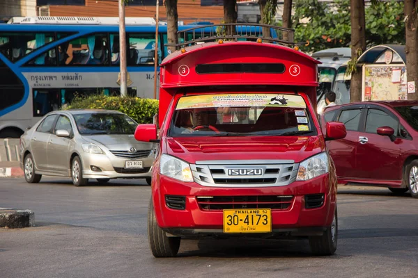 Чиангмай Таиланд Февраля 2019 Года Красный Минигрузовик Чиангмай Обслуживание Городе — стоковое фото