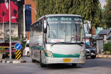Chiangmai, Tayland - 16 Şubat 2019: Otobüs Greenbus şirketi. Yeşil otobüs otobüs Sevice Kuzey bölgesi Tayland için büyük şirketidir.