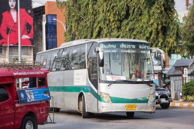 Chiangmai, Tayland - 16 Şubat 2019: Otobüs Greenbus şirketi. Yeşil otobüs otobüs Sevice Kuzey bölgesi Tayland için büyük şirketidir.