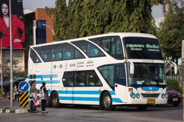 Chiangmai, Tayland - 16 Şubat 2019: Sombattour otobüs şirketi. Fotoğraf Chiangmai otobüs istasyonu, Tayland.