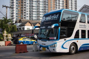 Chiangmai, Tayland - 16 Şubat 2019: Nakhonchai otobüs tur şirketi. Rota Nakhon ratchasima ve Chiangmai. Fotoğraf Chiangmai otobüs istasyonu, Tayland.